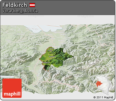 Satellite 3D Map of Feldkirch, lighten
