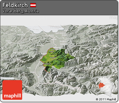 Satellite 3D Map of Feldkirch, lighten, semi-desaturated