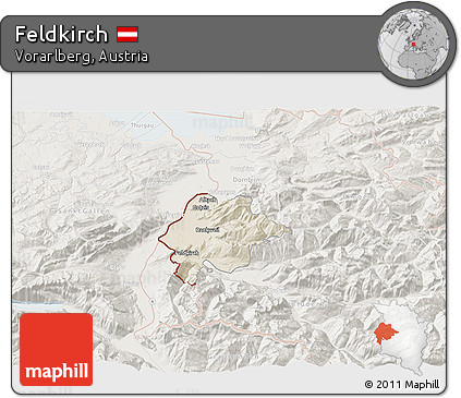 Shaded Relief 3D Map of Feldkirch, lighten