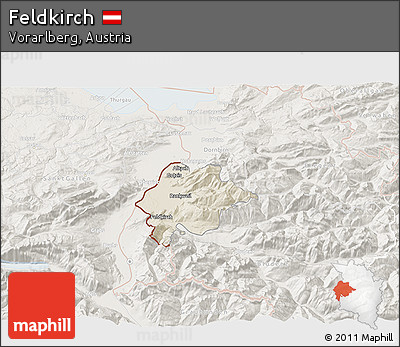Shaded Relief 3D Map of Feldkirch, lighten