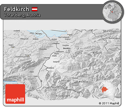 Silver Style 3D Map of Feldkirch