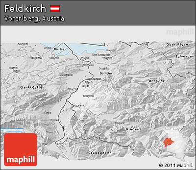 Silver Style 3D Map of Feldkirch