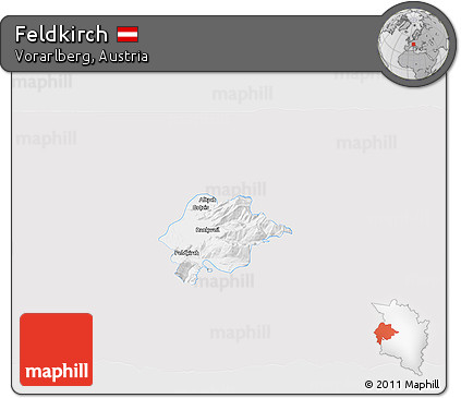 Silver Style 3D Map of Feldkirch, single color outside