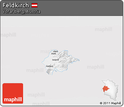 Silver Style 3D Map of Feldkirch, single color outside