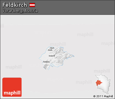 Silver Style 3D Map of Feldkirch, single color outside