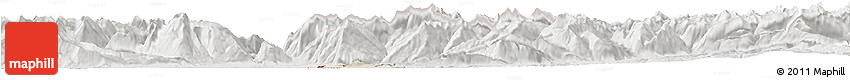 Shaded Relief Horizon Map of Feldkirch, lighten, semi-desaturated