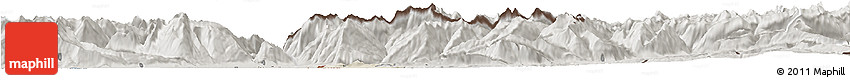 Shaded Relief Horizon Map of Feldkirch, semi-desaturated