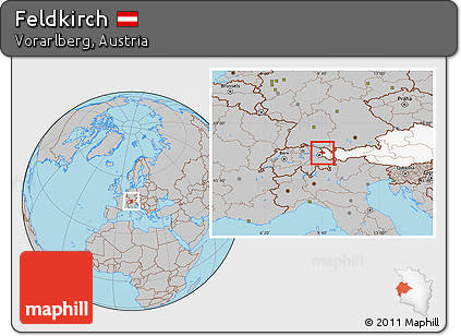 Gray Location Map of Feldkirch, highlighted country