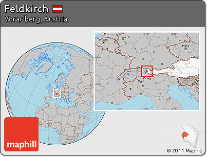 Gray Location Map of Feldkirch, highlighted country