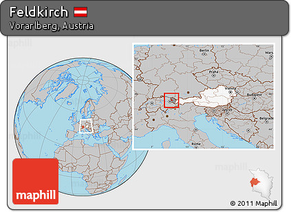 Gray Location Map of Feldkirch, highlighted country, highlighted parent region, within the entire country