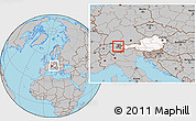 Gray Location Map of Feldkirch, highlighted country, highlighted parent region, within the entire country