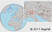 Gray Location Map of Feldkirch, highlighted parent region, within the entire country