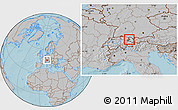 Gray Location Map of Feldkirch, hill shading