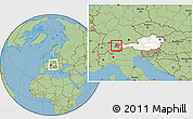 Savanna Style Location Map of Feldkirch, highlighted country, highlighted parent region, within the entire country