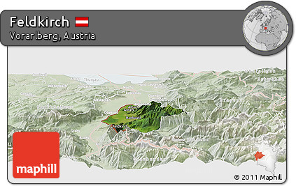 Satellite Panoramic Map of Feldkirch, lighten