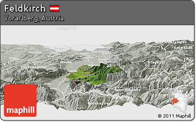 Satellite Panoramic Map of Feldkirch, lighten, semi-desaturated