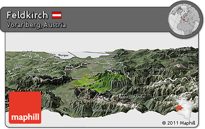 Satellite Panoramic Map of Feldkirch, semi-desaturated