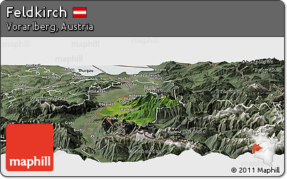 Satellite Panoramic Map of Feldkirch, semi-desaturated