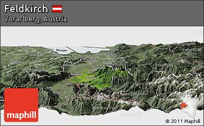 Satellite Panoramic Map of Feldkirch, semi-desaturated