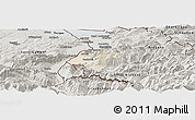 Shaded Relief Panoramic Map of Feldkirch, semi-desaturated