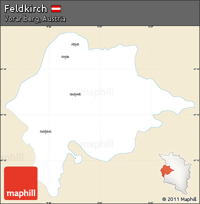 Classic Style Simple Map of Feldkirch, single color outside