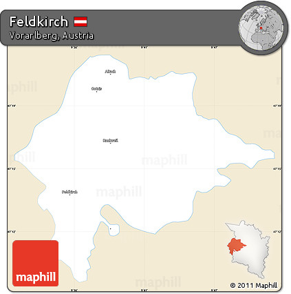 Classic Style Simple Map of Feldkirch, single color outside