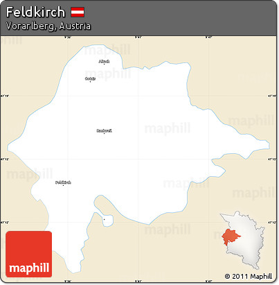 Classic Style Simple Map of Feldkirch, single color outside