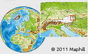 Physical Location Map of Wien, highlighted country, within the entire country