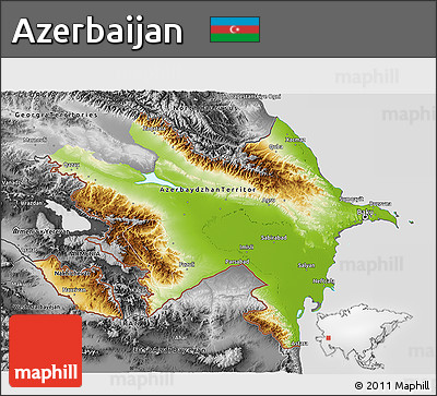 Physical 3D Map of Azerbaijan, desaturated