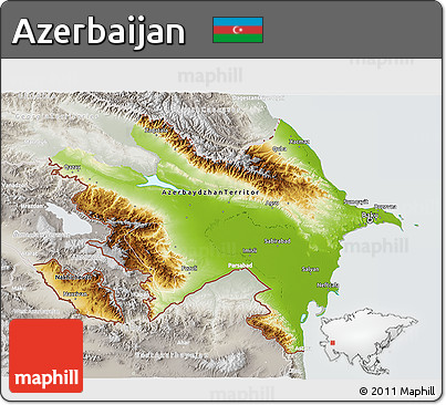 Physical 3D Map of Azerbaijan, lighten, semi-desaturated, land only