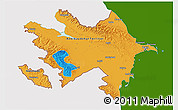 Political 3D Map of Azerbaijan, single color outside, shaded relief sea