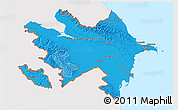 Political Shades 3D Map of Azerbaijan, single color outside, bathymetry sea