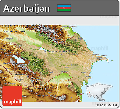 Satellite 3D Map of Azerbaijan, physical outside