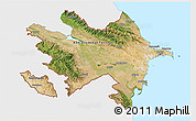 Satellite 3D Map of Azerbaijan, single color outside, bathymetry sea