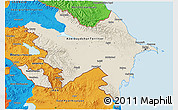 Shaded Relief 3D Map of Azerbaijan, political outside