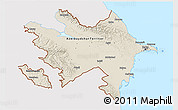 Shaded Relief 3D Map of Azerbaijan, single color outside, bathymetry sea