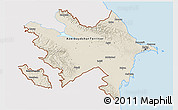 Shaded Relief 3D Map of Azerbaijan, single color outside, bathymetry sea, shaded relief sea