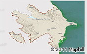 Shaded Relief 3D Map of Azerbaijan, single color outside, satellite sea