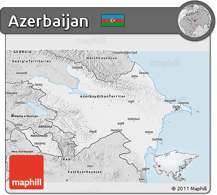 Silver Style 3D Map of Azerbaijan