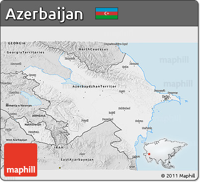 Silver Style 3D Map of Azerbaijan