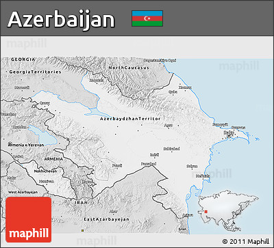 Silver Style 3D Map of Azerbaijan