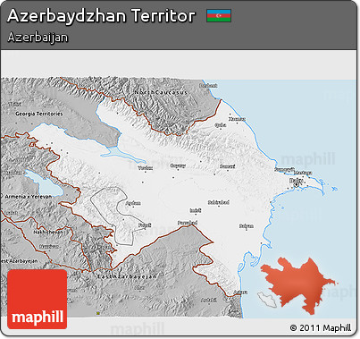 Gray 3D Map of Azerbaydzhan Territor