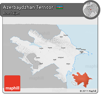 Gray 3D Map of Azerbaydzhan Territor, single color outside