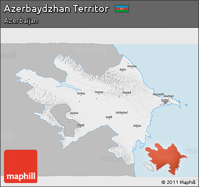 Gray 3D Map of Azerbaydzhan Territor, single color outside