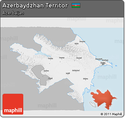 Gray 3D Map of Azerbaydzhan Territor, single color outside
