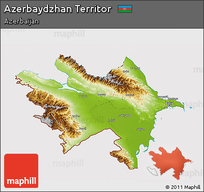Physical 3D Map of Azerbaydzhan Territor, cropped outside