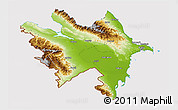 Physical 3D Map of Azerbaydzhan Territor, cropped outside