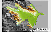Physical 3D Map of Azerbaydzhan Territor, darken, desaturated