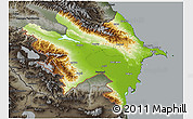 Physical 3D Map of Azerbaydzhan Territor, darken, semi-desaturated
