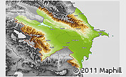 Physical 3D Map of Azerbaydzhan Territor, desaturated